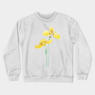 yellow iris flower watercolor Crewneck Sweatshirt